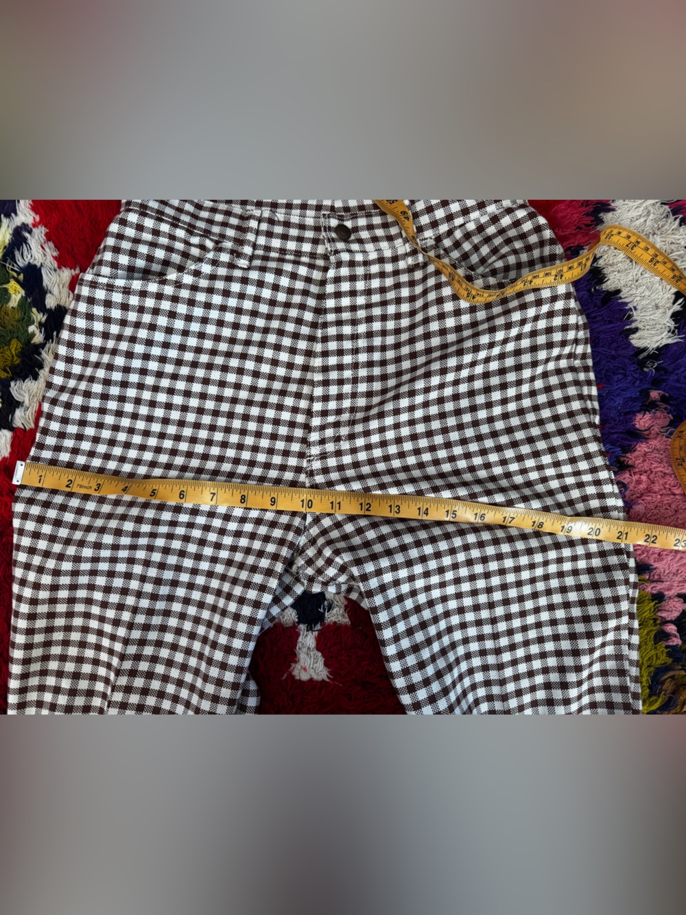 60s Vintage Big E Levi’s Brown Gingham Pants - Picture 10 of 10